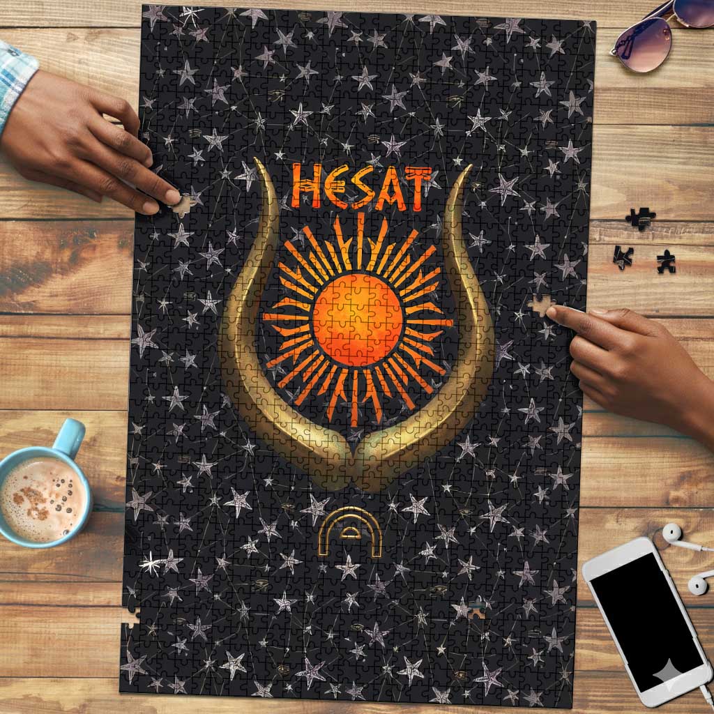 Hesat Solar Horn Symbol Puzzle Egyptian Cosmic Cow in Starry Milky Way