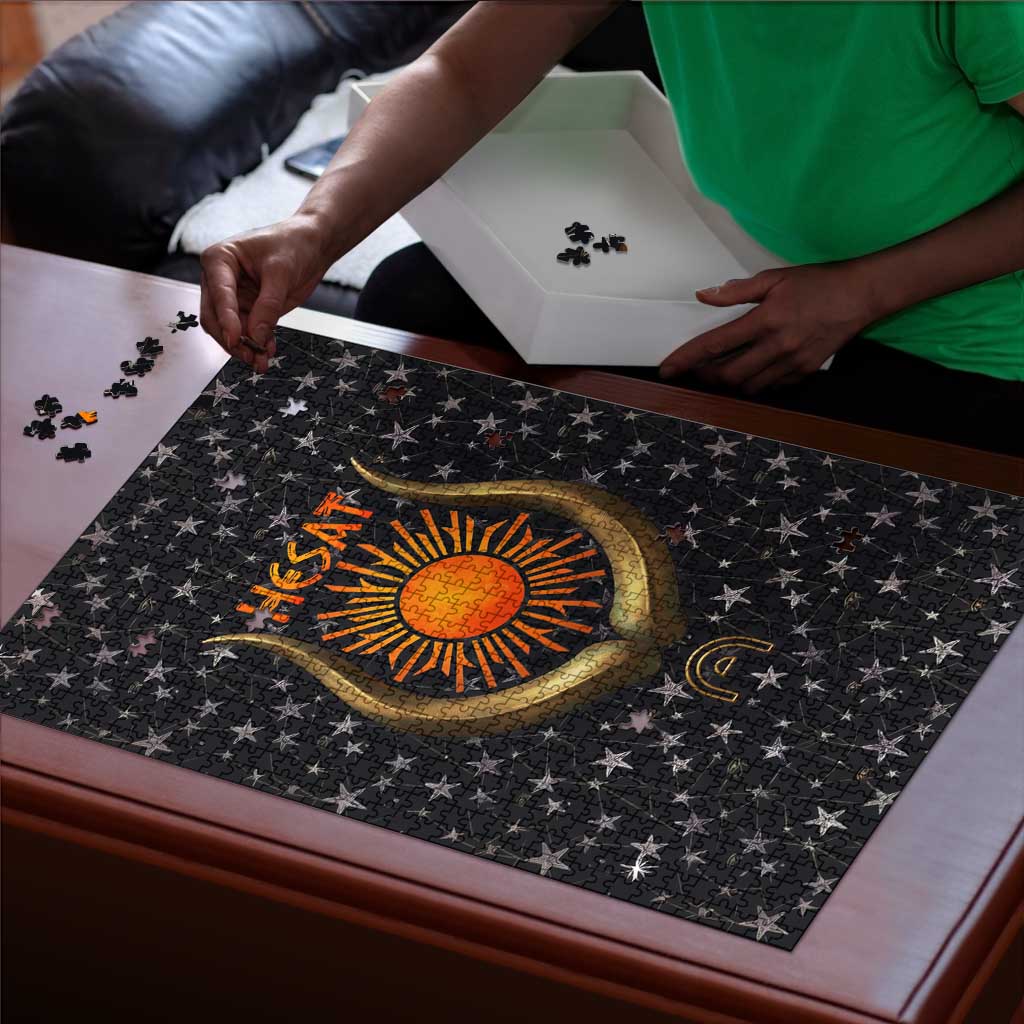Hesat Solar Horn Symbol Puzzle Egyptian Cosmic Cow in Starry Milky Way