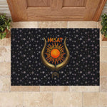 Hesat Solar Horn Symbol Rubber Doormat Egyptian Cosmic Cow in Starry Milky Way