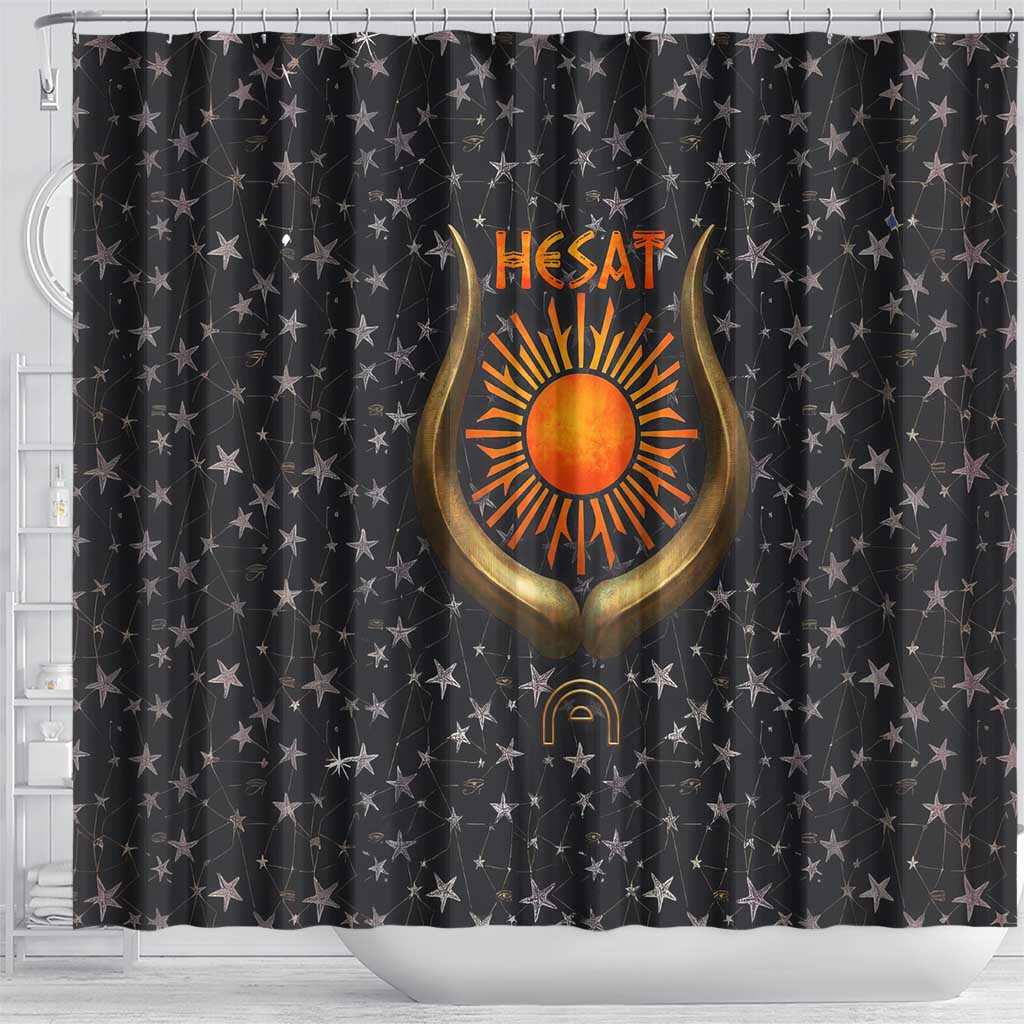Hesat Solar Horn Symbol Shower Curtain Egyptian Cosmic Cow in Starry Milky Way