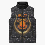 Hesat Solar Horn Symbol Sleeveless Puffer Jacket Egyptian Cosmic Cow in Starry Milky Way
