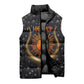 Hesat Solar Horn Symbol Sleeveless Puffer Jacket Egyptian Cosmic Cow in Starry Milky Way