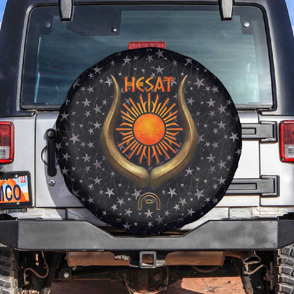 Hesat Solar Horn Symbol Spare Tire Cover Egyptian Cosmic Cow in Starry Milky Way