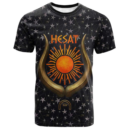 Hesat Solar Horn Symbol T shirt Egyptian Cosmic Cow in Starry Milky Way