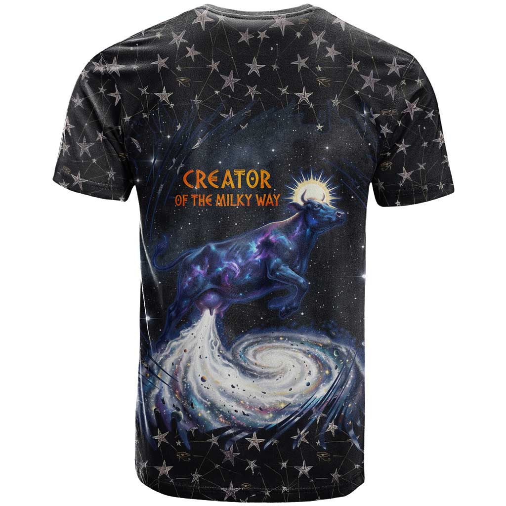 Hesat Solar Horn Symbol T shirt Egyptian Cosmic Cow in Starry Milky Way