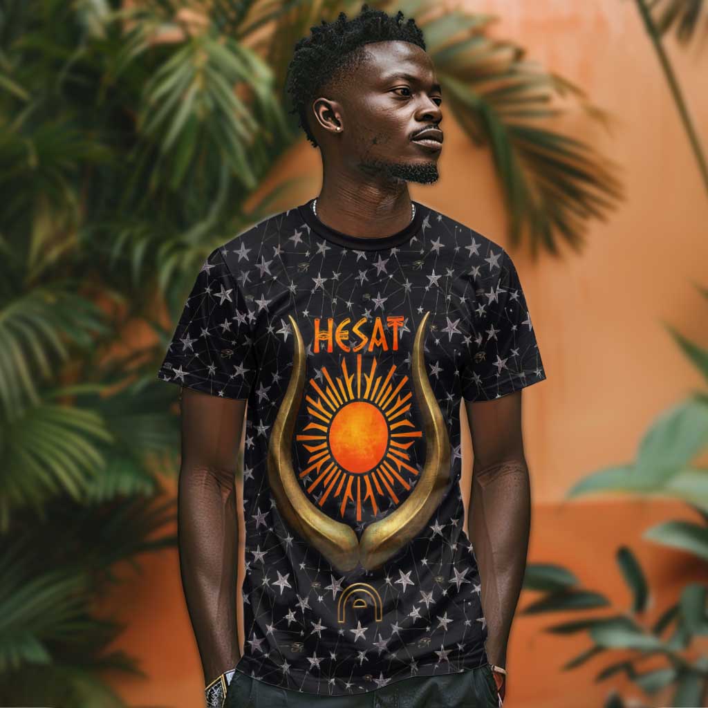 Hesat Solar Horn Symbol T shirt Egyptian Cosmic Cow in Starry Milky Way