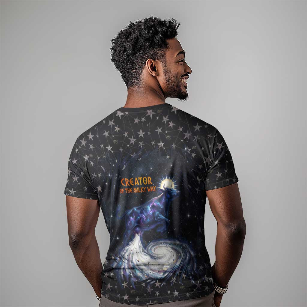 Hesat Solar Horn Symbol T shirt Egyptian Cosmic Cow in Starry Milky Way
