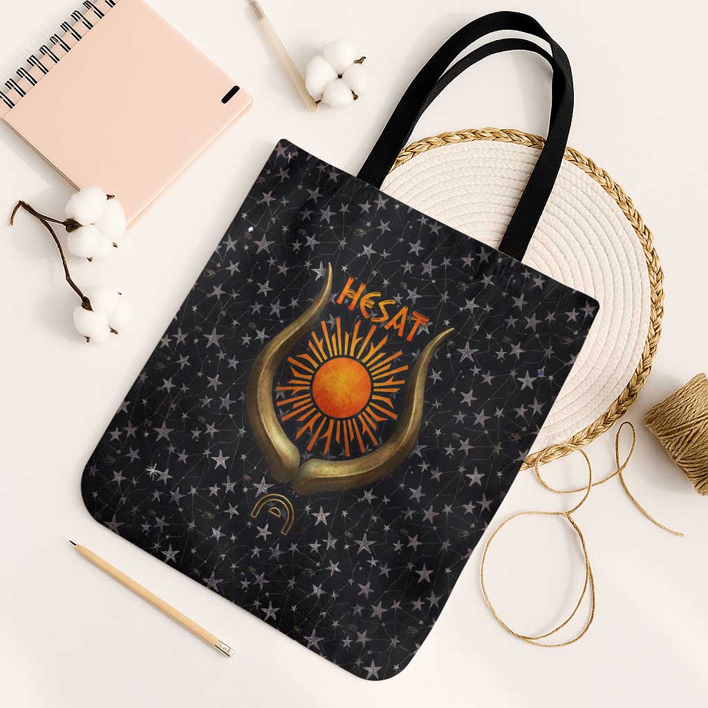 Hesat Solar Horn Symbol Tote Bag Egyptian Cosmic Cow in Starry Milky Way