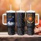 Hesat Solar Horn Symbol Tumbler With Handle Egyptian Cosmic Cow in Starry Milky Way