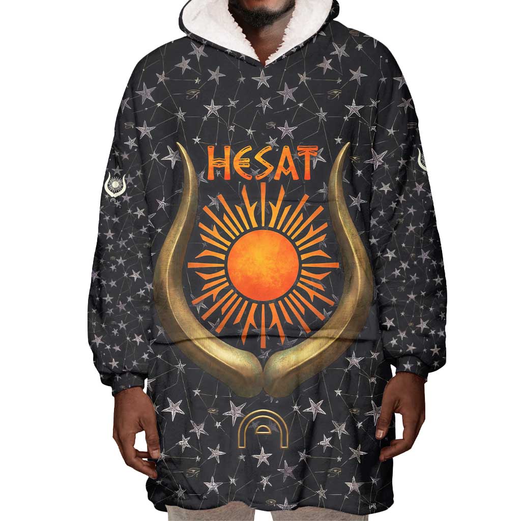 Hesat Solar Horn Symbol Wearable Blanket Hoodie Egyptian Cosmic Cow in Starry Milky Way