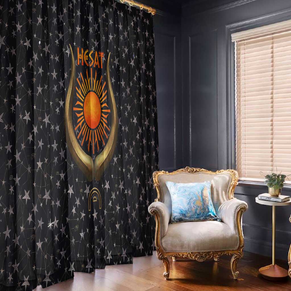 Hesat Solar Horn Symbol Window Curtain Egyptian Cosmic Cow in Starry Milky Way