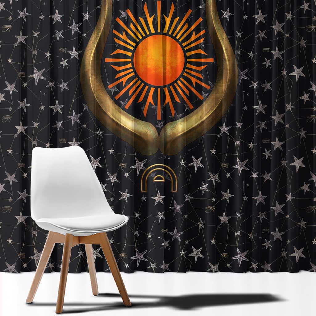 Hesat Solar Horn Symbol Window Curtain Egyptian Cosmic Cow in Starry Milky Way