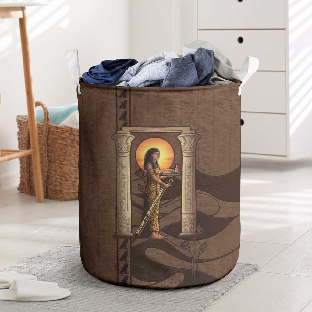 Imenet Sunlit Temple Columns Laundry Basket with Ancient Egyptian Offering Scene