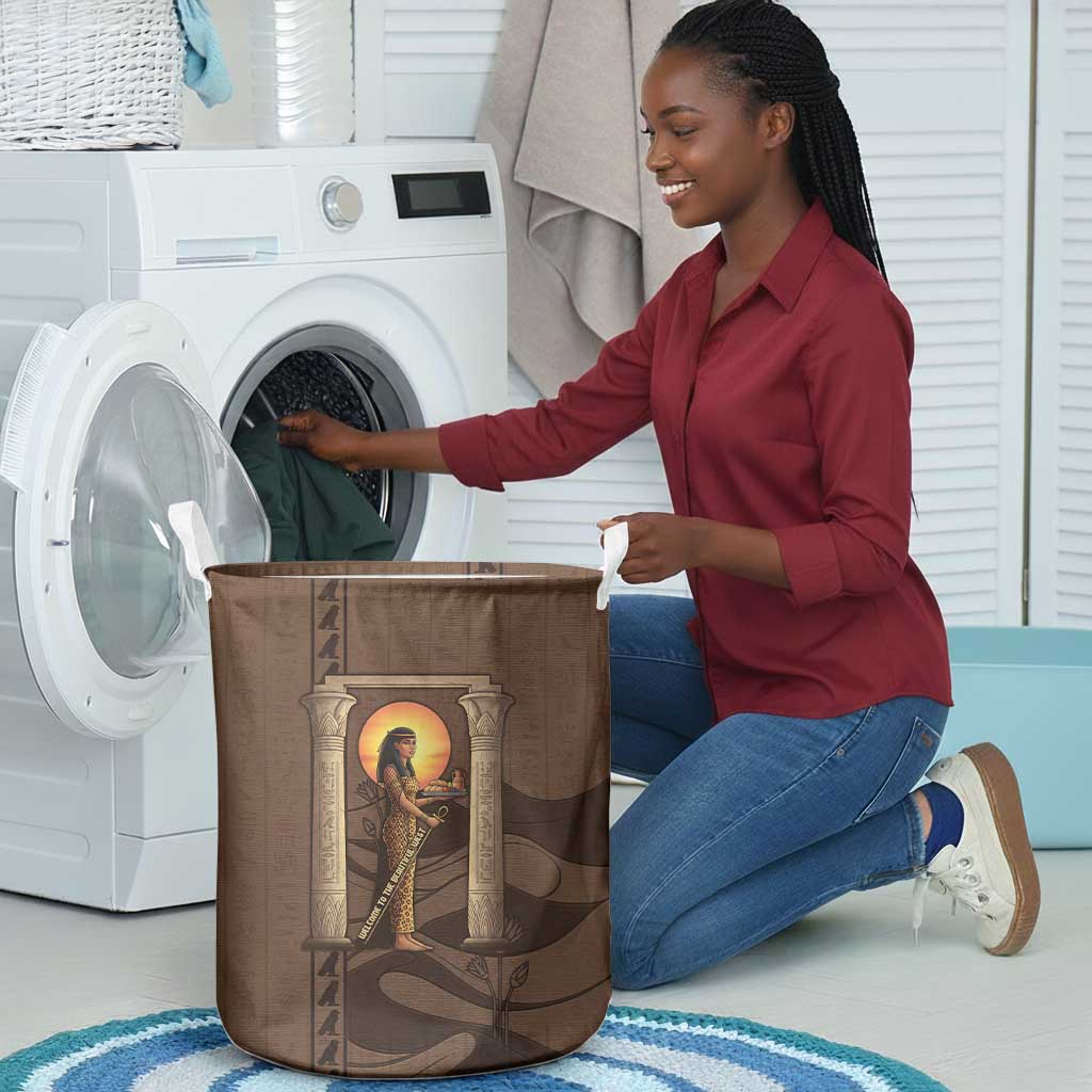 Imenet Sunlit Temple Columns Laundry Basket with Ancient Egyptian Offering Scene