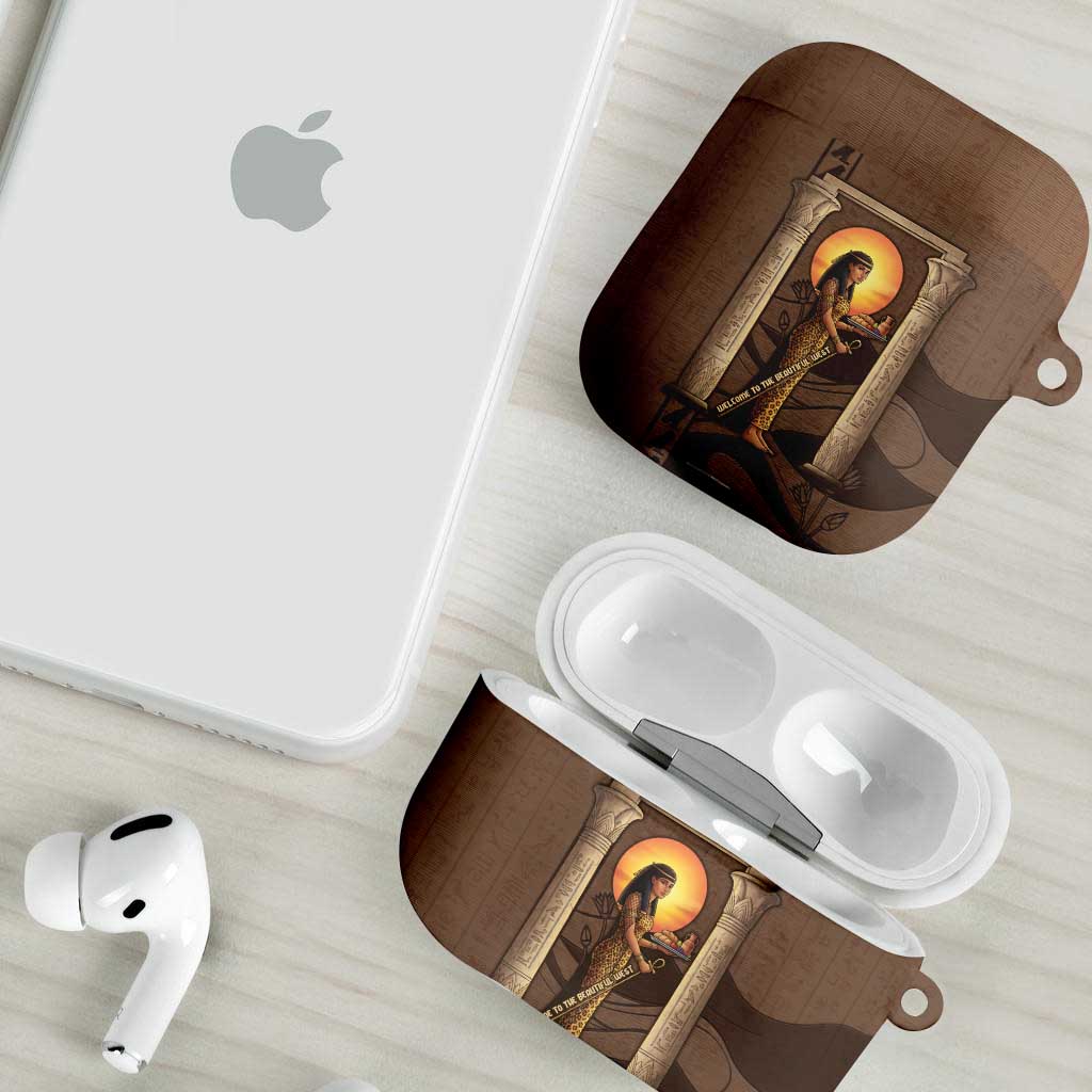 Imenet Sunlit Temple Columns AirPods Case with Ancient Egyptian Offering Scene