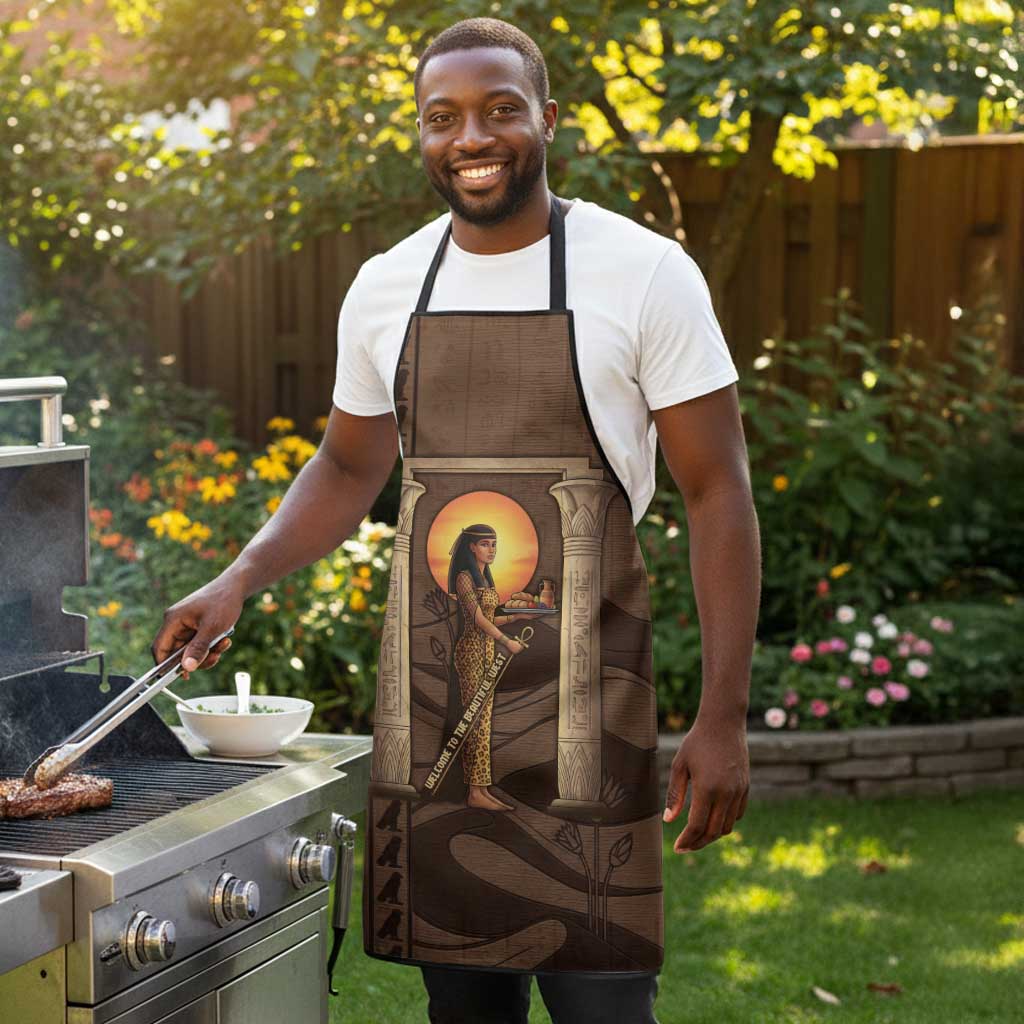 Imenet Sunlit Temple Columns Apron with Ancient Egyptian Offering Scene