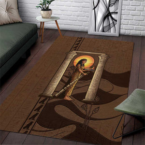 Imenet Sunlit Temple Columns Area Rug with Ancient Egyptian Offering Scene