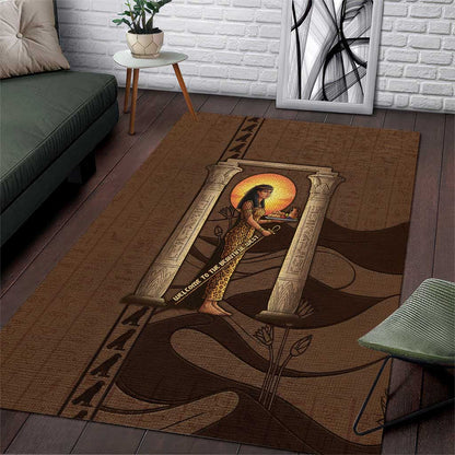 Imenet Sunlit Temple Columns Area Rug with Ancient Egyptian Offering Scene