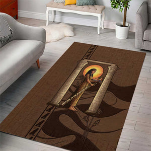 Imenet Sunlit Temple Columns Area Rug with Ancient Egyptian Offering Scene