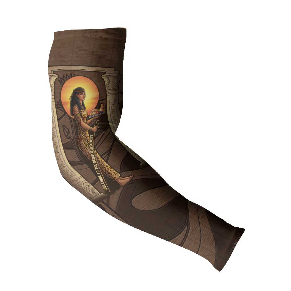 Imenet Sunlit Temple Columns Arm Sleeves with Ancient Egyptian Offering Scene