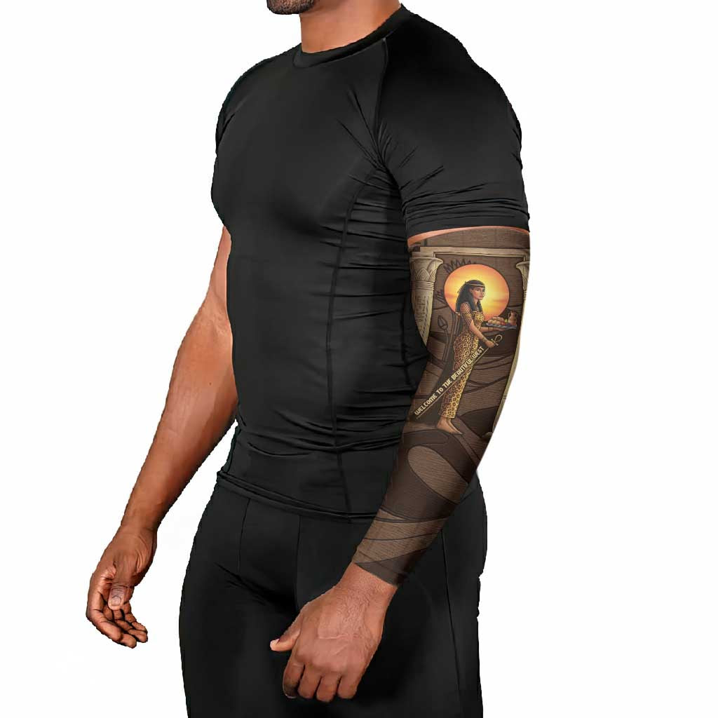 Imenet Sunlit Temple Columns Arm Sleeves with Ancient Egyptian Offering Scene
