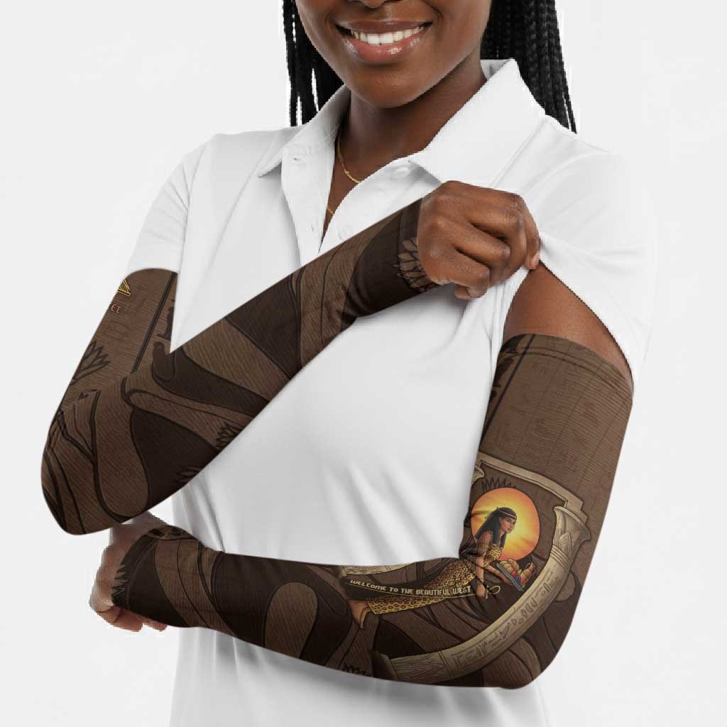 Imenet Sunlit Temple Columns Arm Sleeves with Ancient Egyptian Offering Scene