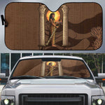 Imenet Sunlit Temple Columns Auto Sun Shade with Ancient Egyptian Offering Scene
