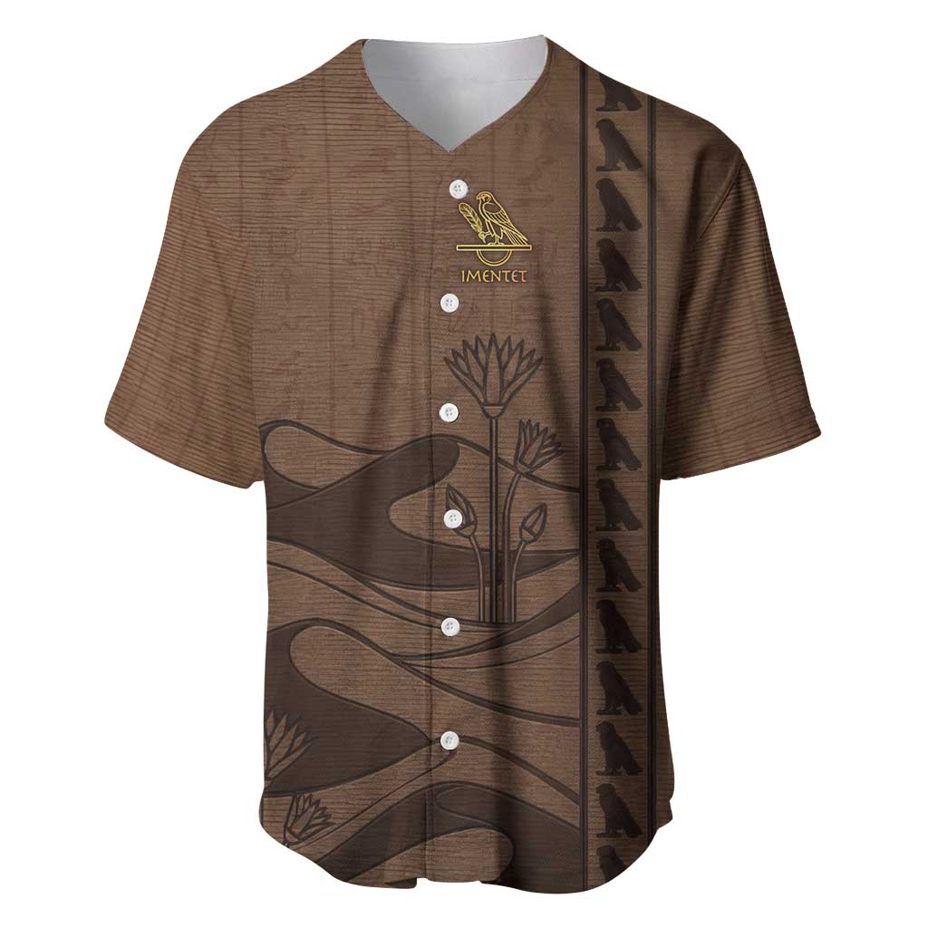 Imenet Sunlit Temple Columns Baseball Jersey with Ancient Egyptian Offering Scene
