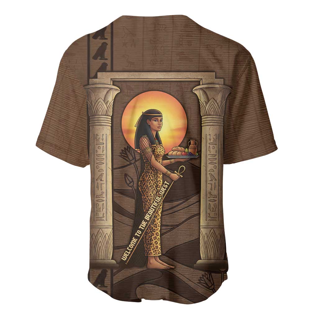 Imenet Sunlit Temple Columns Baseball Jersey with Ancient Egyptian Offering Scene