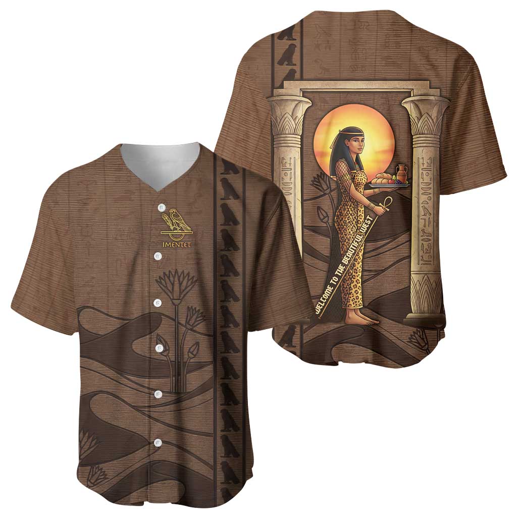 Imenet Sunlit Temple Columns Baseball Jersey with Ancient Egyptian Offering Scene