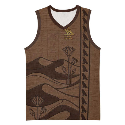 Imenet Sunlit Temple Columns Basketball Jersey with Ancient Egyptian Offering Scene
