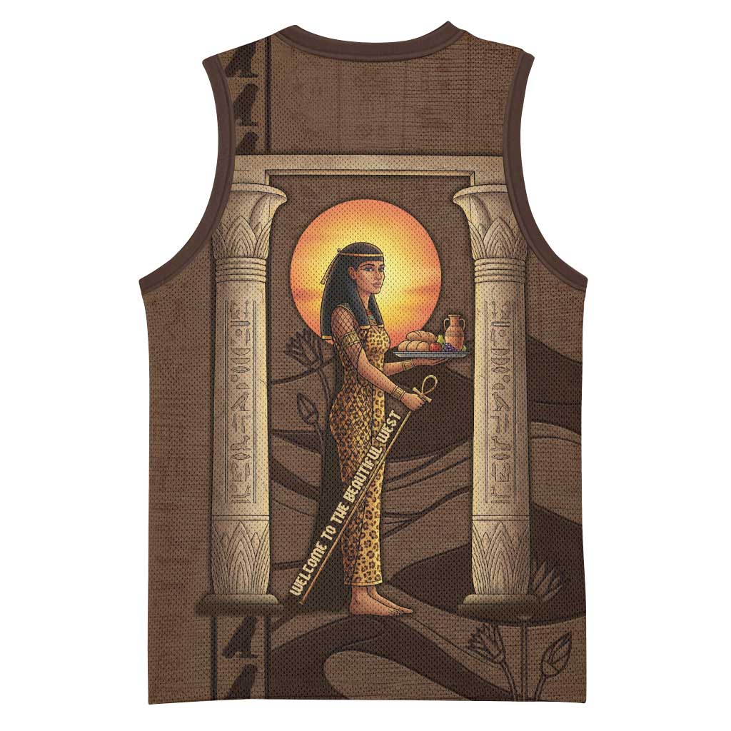 Imenet Sunlit Temple Columns Basketball Jersey with Ancient Egyptian Offering Scene