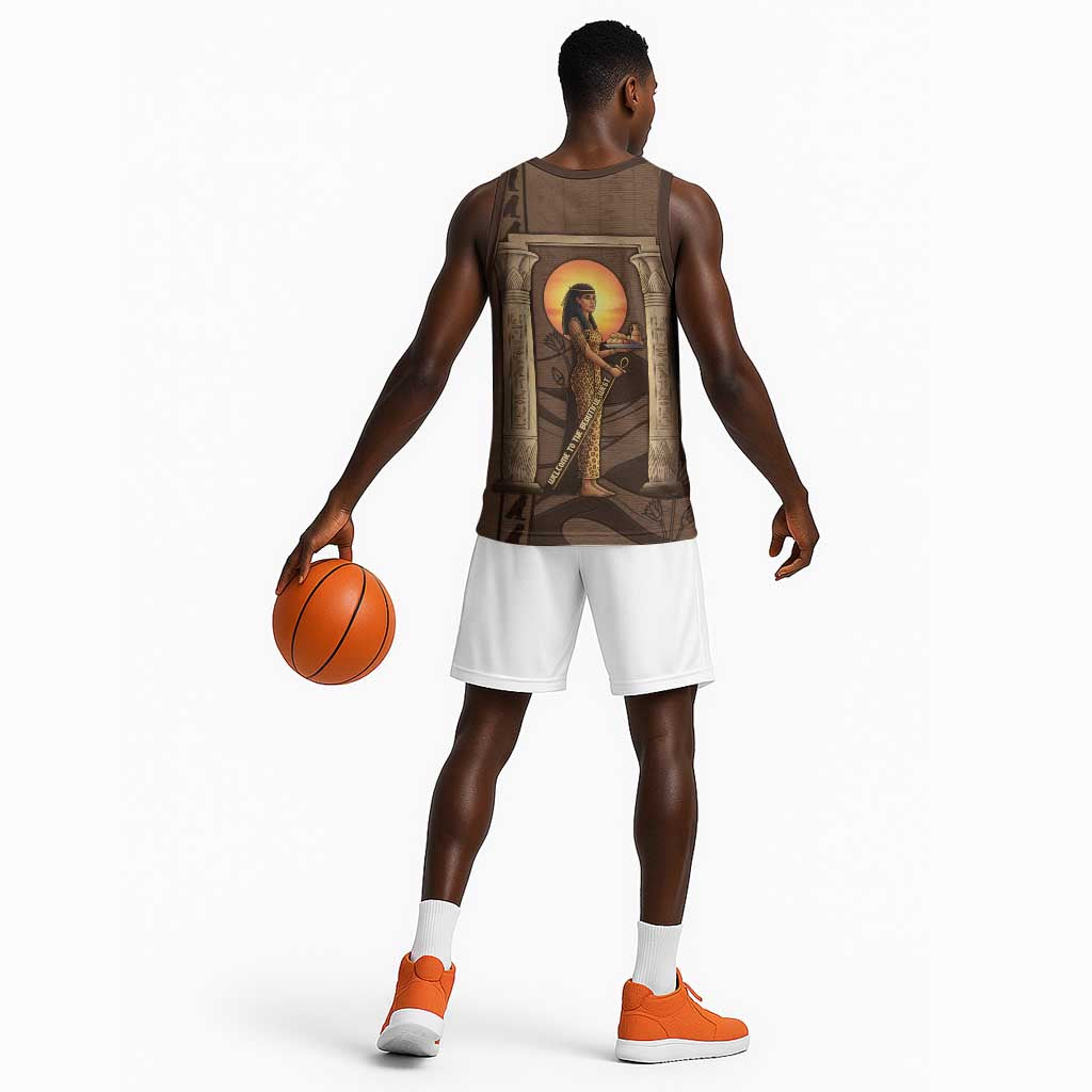 Imenet Sunlit Temple Columns Basketball Jersey with Ancient Egyptian Offering Scene