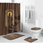 Imenet Sunlit Temple Columns Bathroom Set with Ancient Egyptian Offering Scene