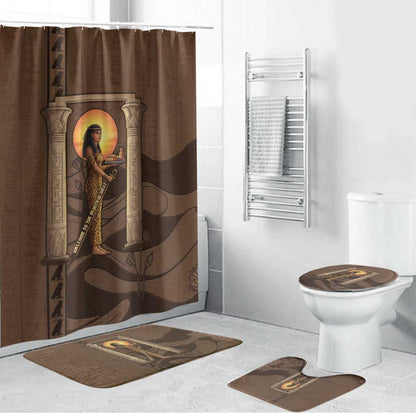Imenet Sunlit Temple Columns Bathroom Set with Ancient Egyptian Offering Scene