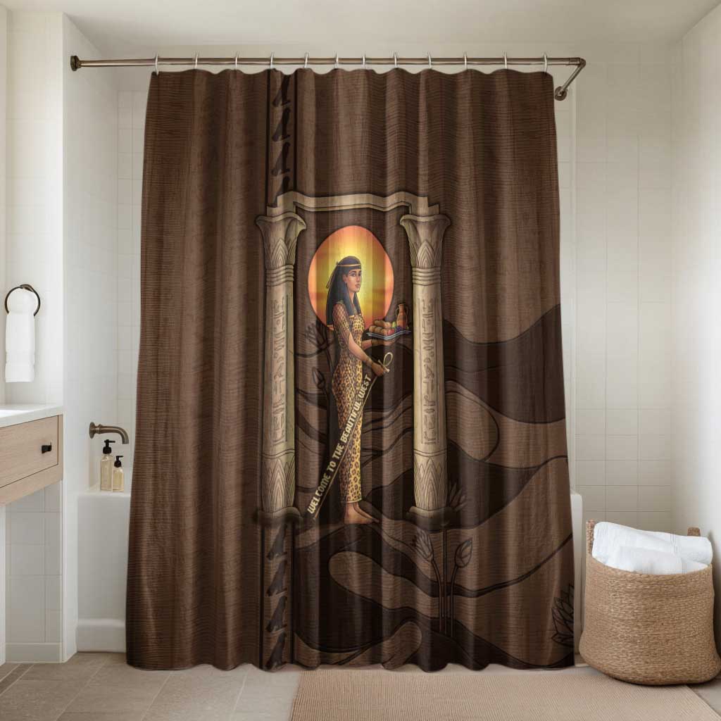 Imenet Sunlit Temple Columns Bathroom Set with Ancient Egyptian Offering Scene