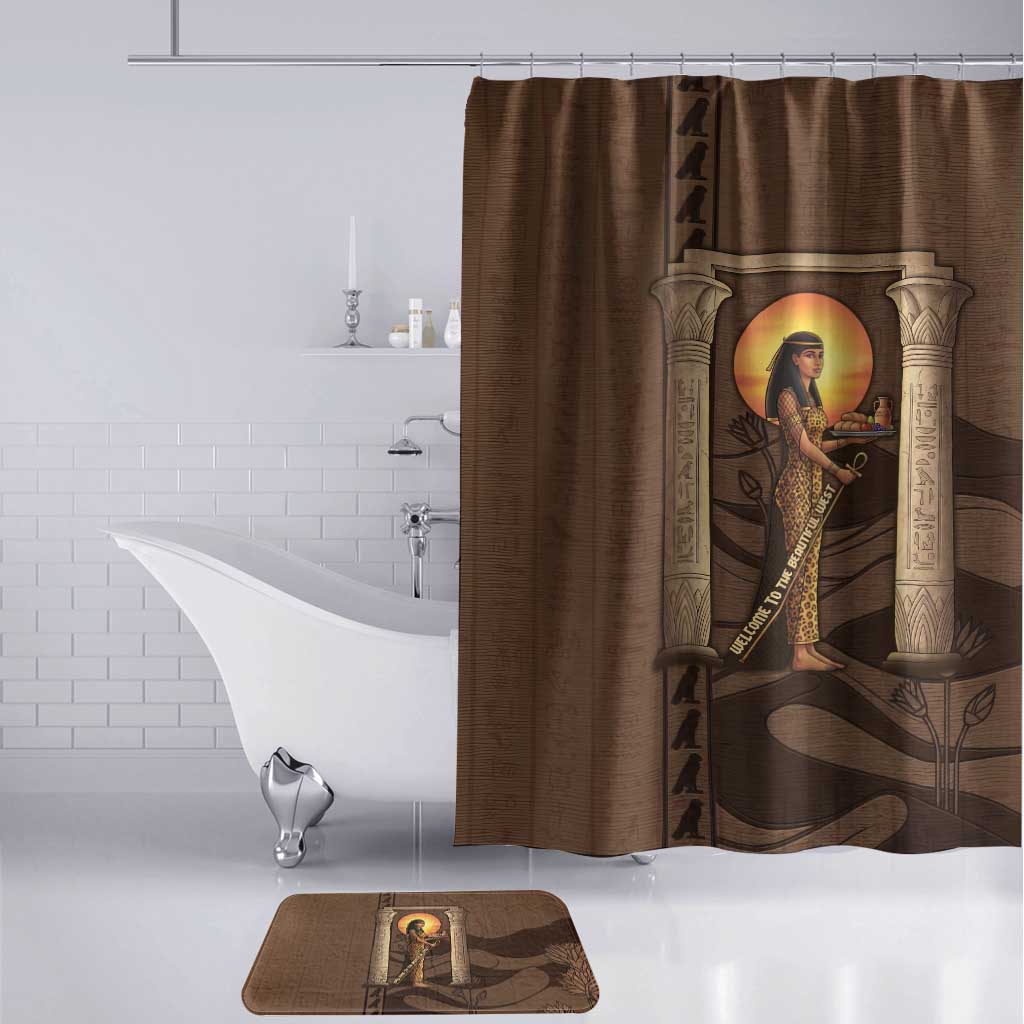 Imenet Sunlit Temple Columns Bathroom Set with Ancient Egyptian Offering Scene