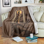 Imenet Sunlit Temple Columns Blanket with Ancient Egyptian Offering Scene