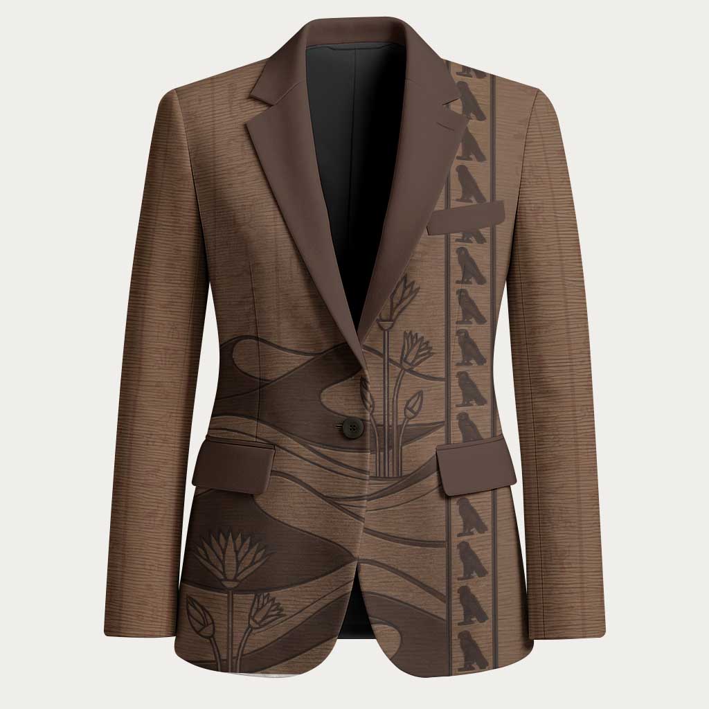 Imenet Sunlit Temple Columns Blazer with Ancient Egyptian Offering Scene