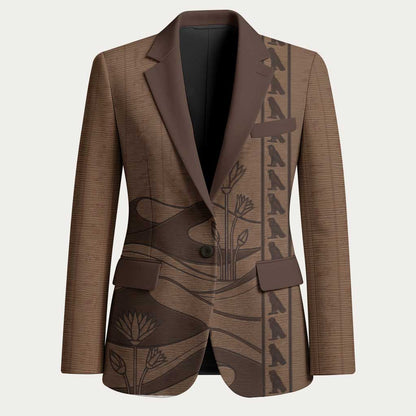 Imenet Sunlit Temple Columns Blazer with Ancient Egyptian Offering Scene