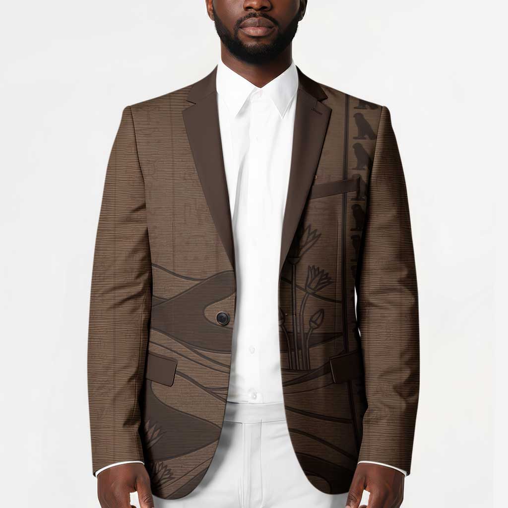 Imenet Sunlit Temple Columns Blazer with Ancient Egyptian Offering Scene