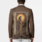 Imenet Sunlit Temple Columns Blazer with Ancient Egyptian Offering Scene