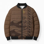 Imenet Sunlit Temple Columns Bomber Puffer Jacket with Ancient Egyptian Offering Scene