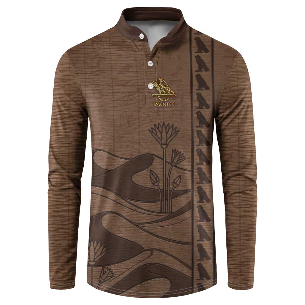 Imenet Sunlit Temple Columns Button Sweatshirt with Ancient Egyptian Offering Scene