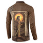 Imenet Sunlit Temple Columns Button Sweatshirt with Ancient Egyptian Offering Scene