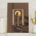 Imenet Sunlit Temple Columns Canvas Wall Art with Ancient Egyptian Offering Scene
