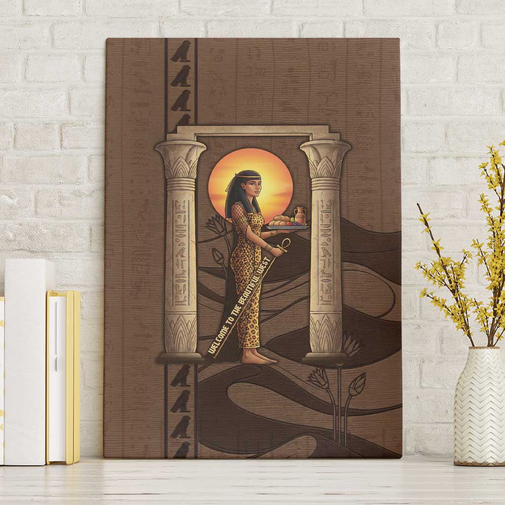 Imenet Sunlit Temple Columns Canvas Wall Art with Ancient Egyptian Offering Scene