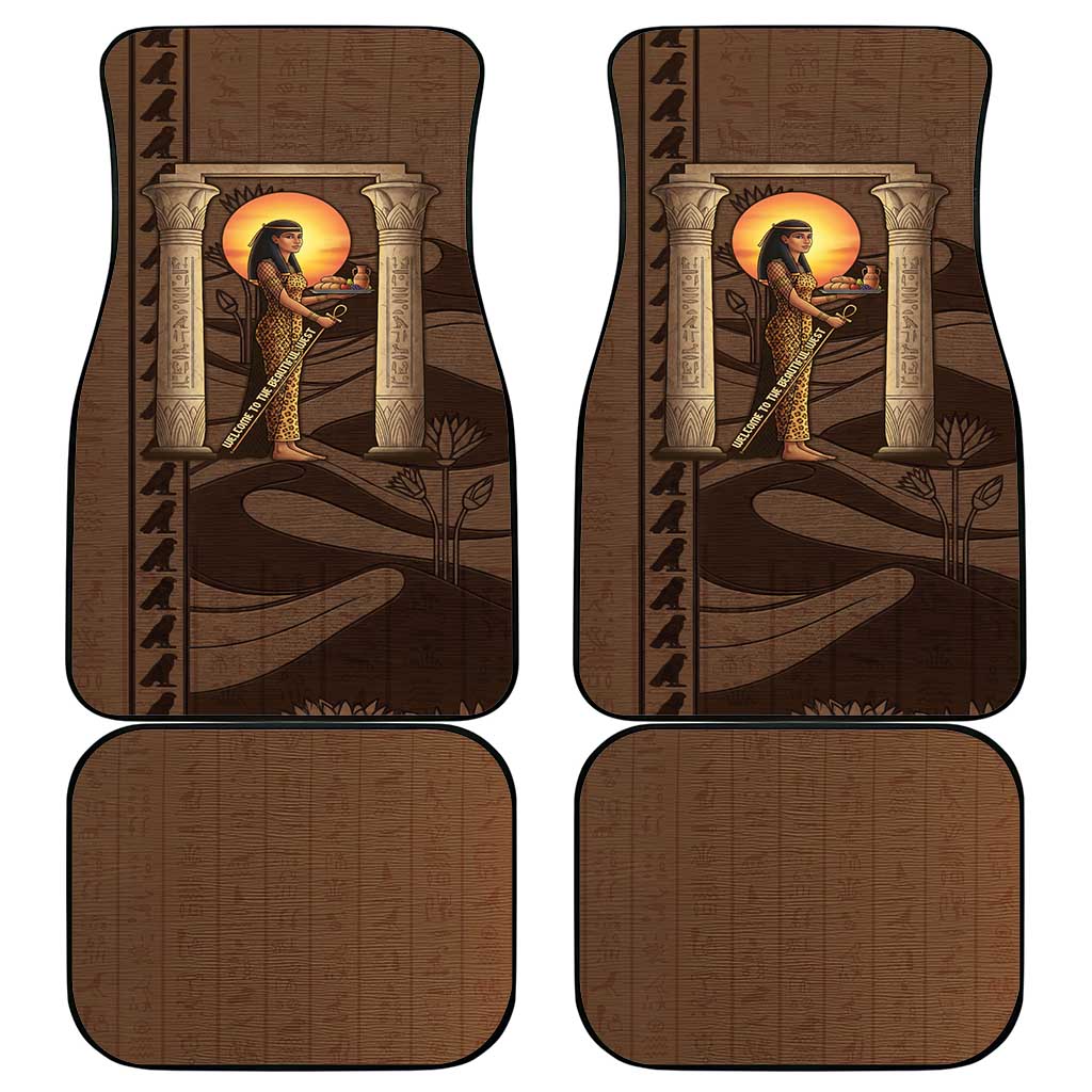 Imenet Sunlit Temple Columns Car Mats with Ancient Egyptian Offering Scene