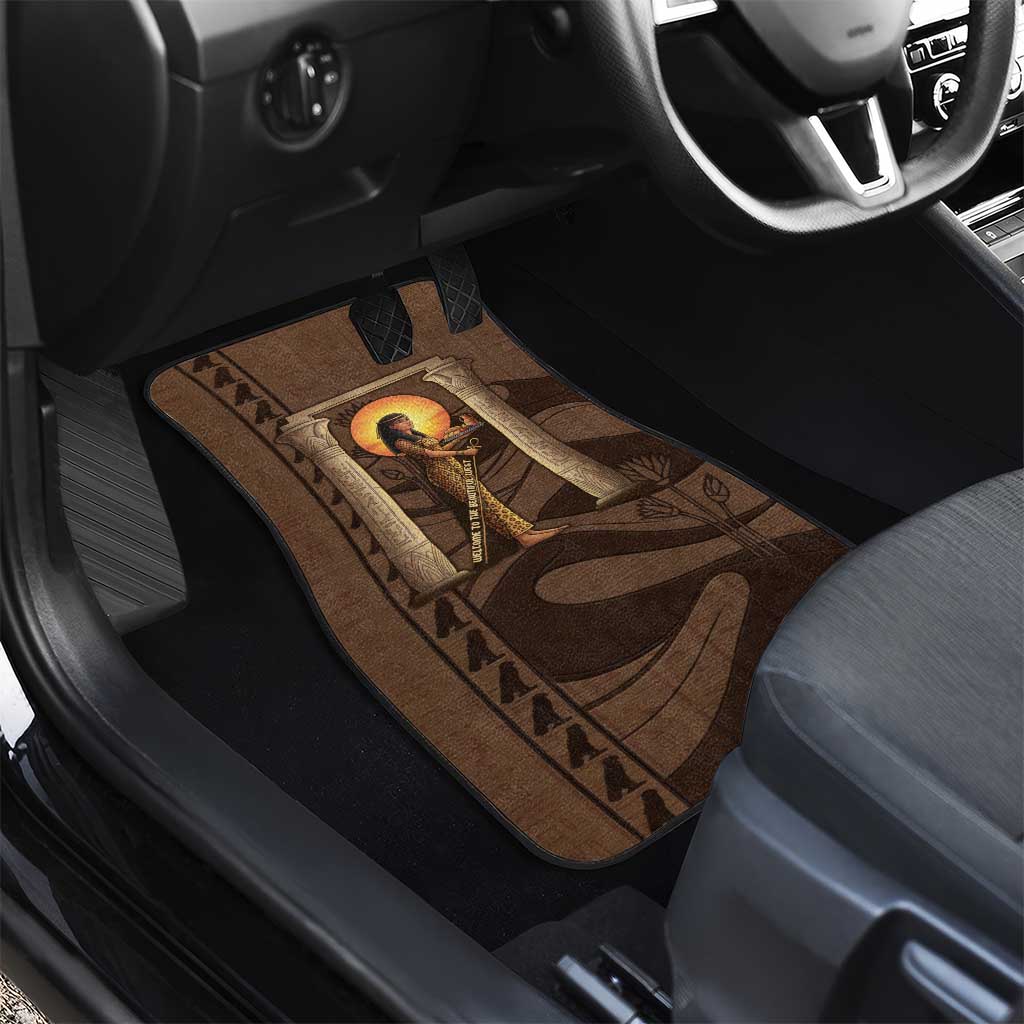 Imenet Sunlit Temple Columns Car Mats with Ancient Egyptian Offering Scene