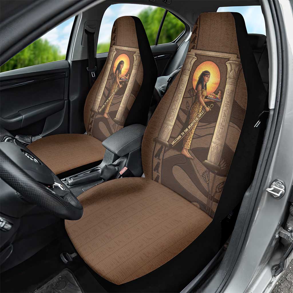 Imenet Sunlit Temple Columns Car Seat Cover with Ancient Egyptian Offering Scene